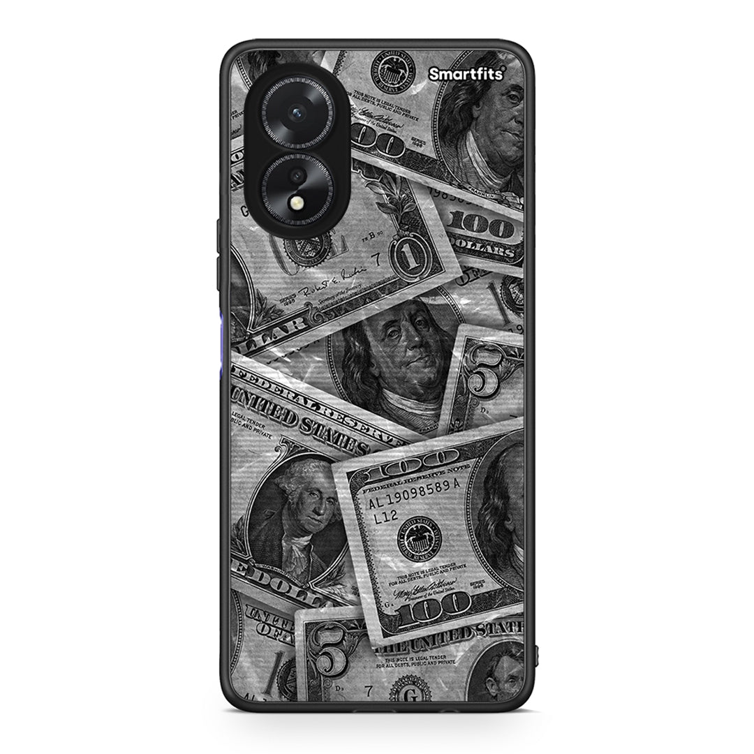 Oppo A38 Money Dollars θήκη από τη Smartfits με σχέδιο στο πίσω μέρος και μαύρο περίβλημα | Smartphone case with colorful back and black bezels by Smartfits