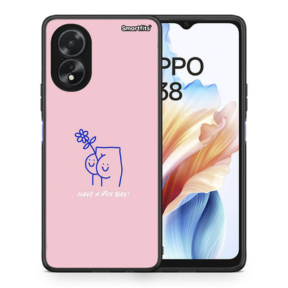 Θήκη Oppo A38 Nice Day από τη Smartfits με σχέδιο στο πίσω μέρος και μαύρο περίβλημα | Oppo A38 Nice Day case with colorful back and black bezels