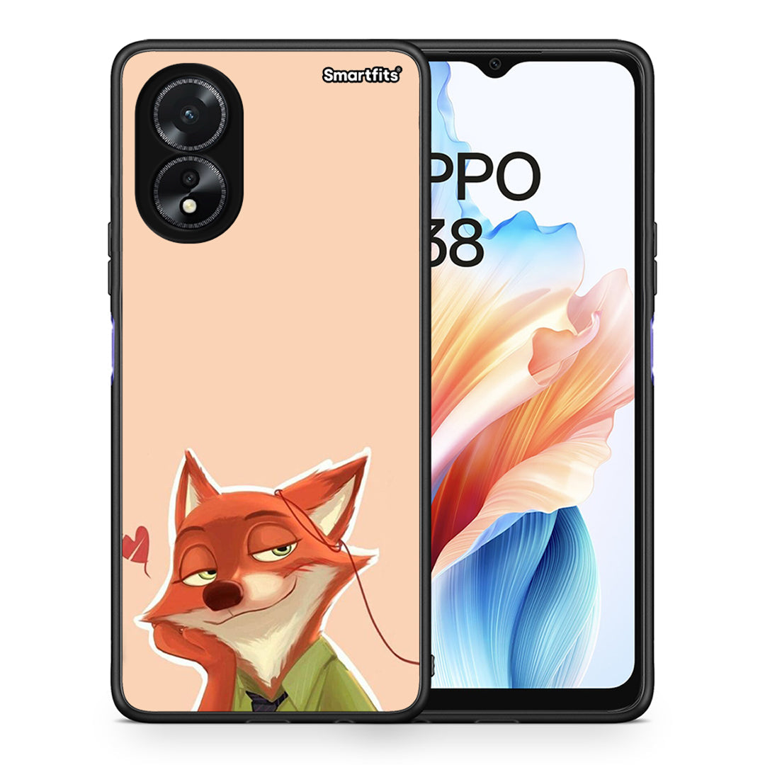 Θήκη Oppo A38 Nick Wilde And Judy Hopps Love 1 από τη Smartfits με σχέδιο στο πίσω μέρος και μαύρο περίβλημα | Oppo A38 Nick Wilde And Judy Hopps Love 1 case with colorful back and black bezels