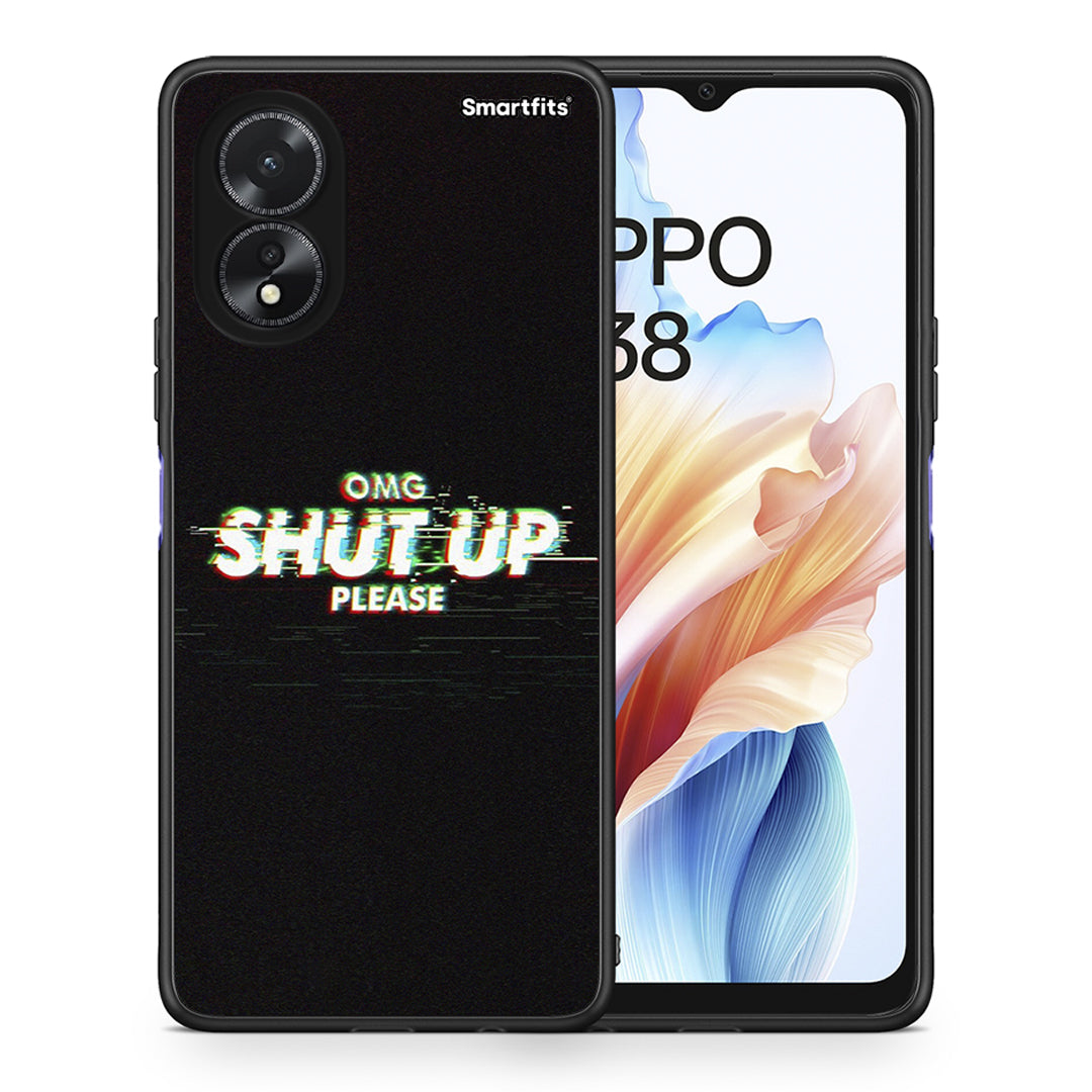 Θήκη Oppo A18 OMG ShutUp από τη Smartfits με σχέδιο στο πίσω μέρος και μαύρο περίβλημα | Oppo A18 OMG ShutUp case with colorful back and black bezels