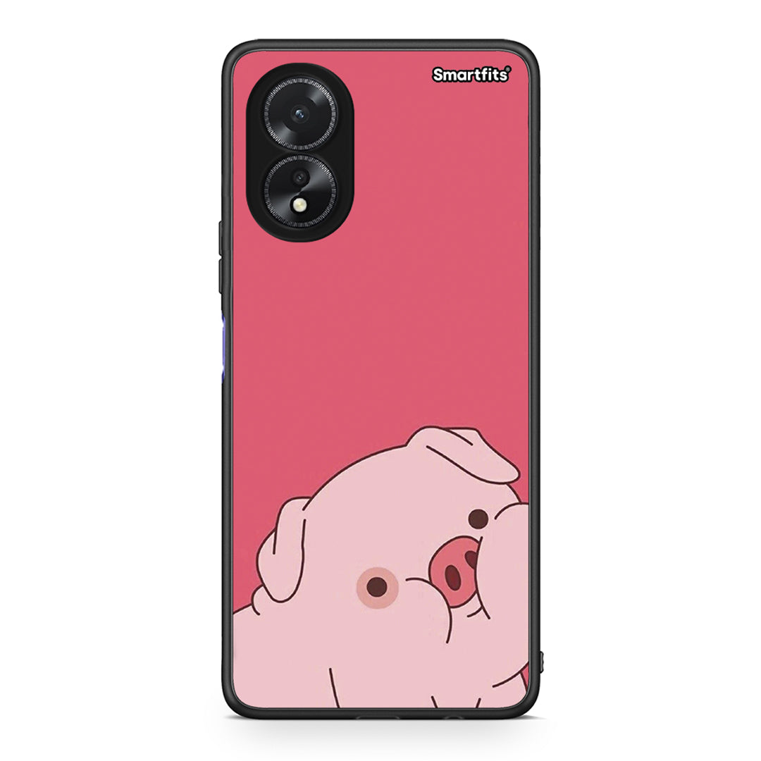 Oppo A18 Pig Love 1 Θήκη Αγίου Βαλεντίνου από τη Smartfits με σχέδιο στο πίσω μέρος και μαύρο περίβλημα | Smartphone case with colorful back and black bezels by Smartfits