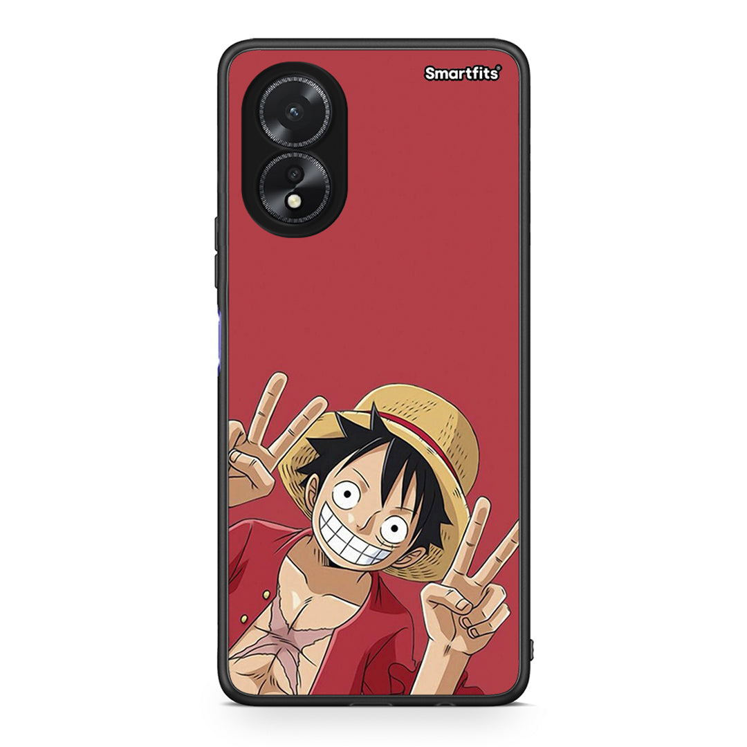 Oppo A18 Pirate Luffy Θήκη από τη Smartfits με σχέδιο στο πίσω μέρος και μαύρο περίβλημα | Smartphone case with colorful back and black bezels by Smartfits