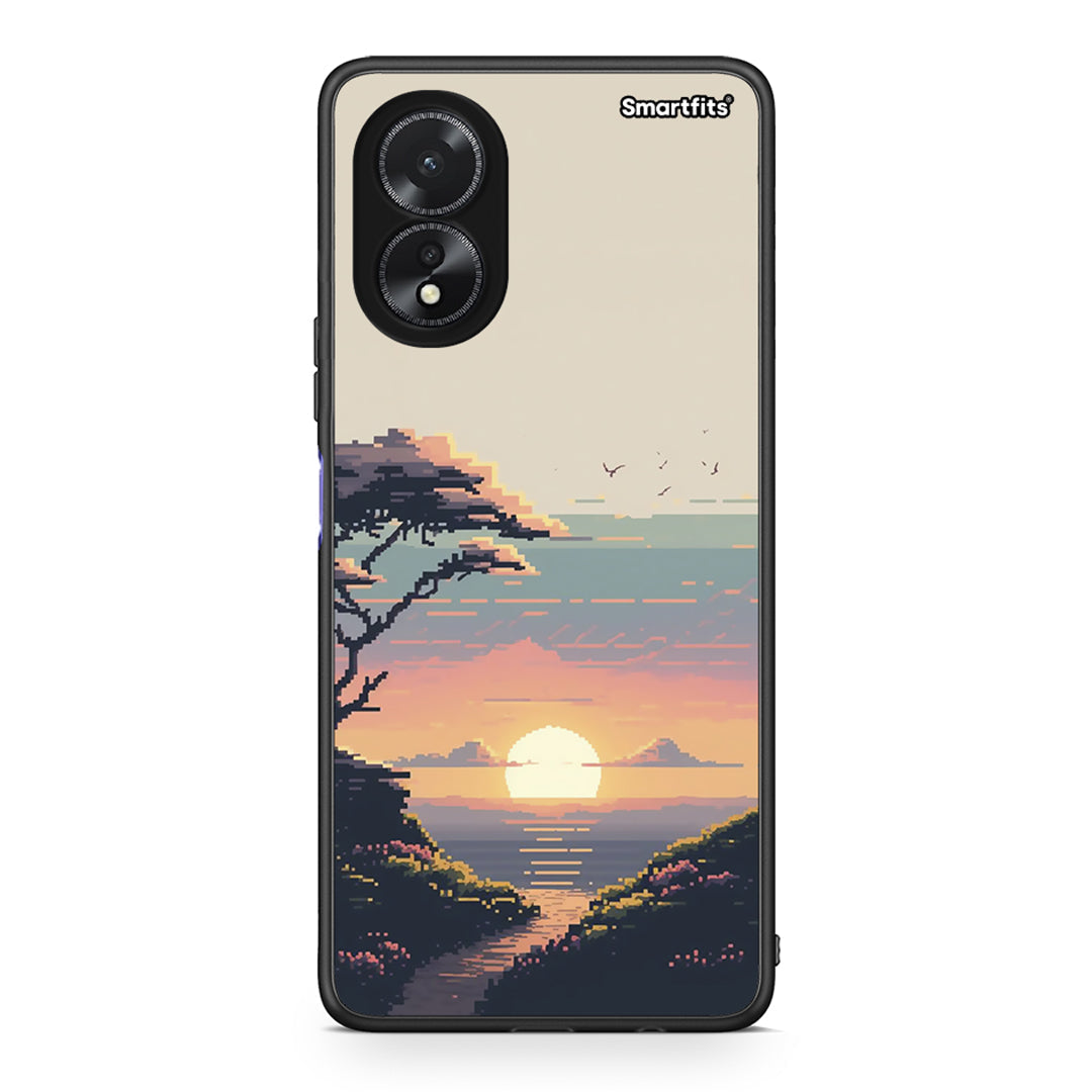 Oppo A18 Pixel Sunset Θήκη από τη Smartfits με σχέδιο στο πίσω μέρος και μαύρο περίβλημα | Smartphone case with colorful back and black bezels by Smartfits