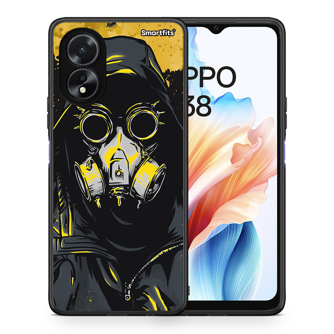 Θήκη Oppo A18 Mask PopArt από τη Smartfits με σχέδιο στο πίσω μέρος και μαύρο περίβλημα | Oppo A18 Mask PopArt case with colorful back and black bezels