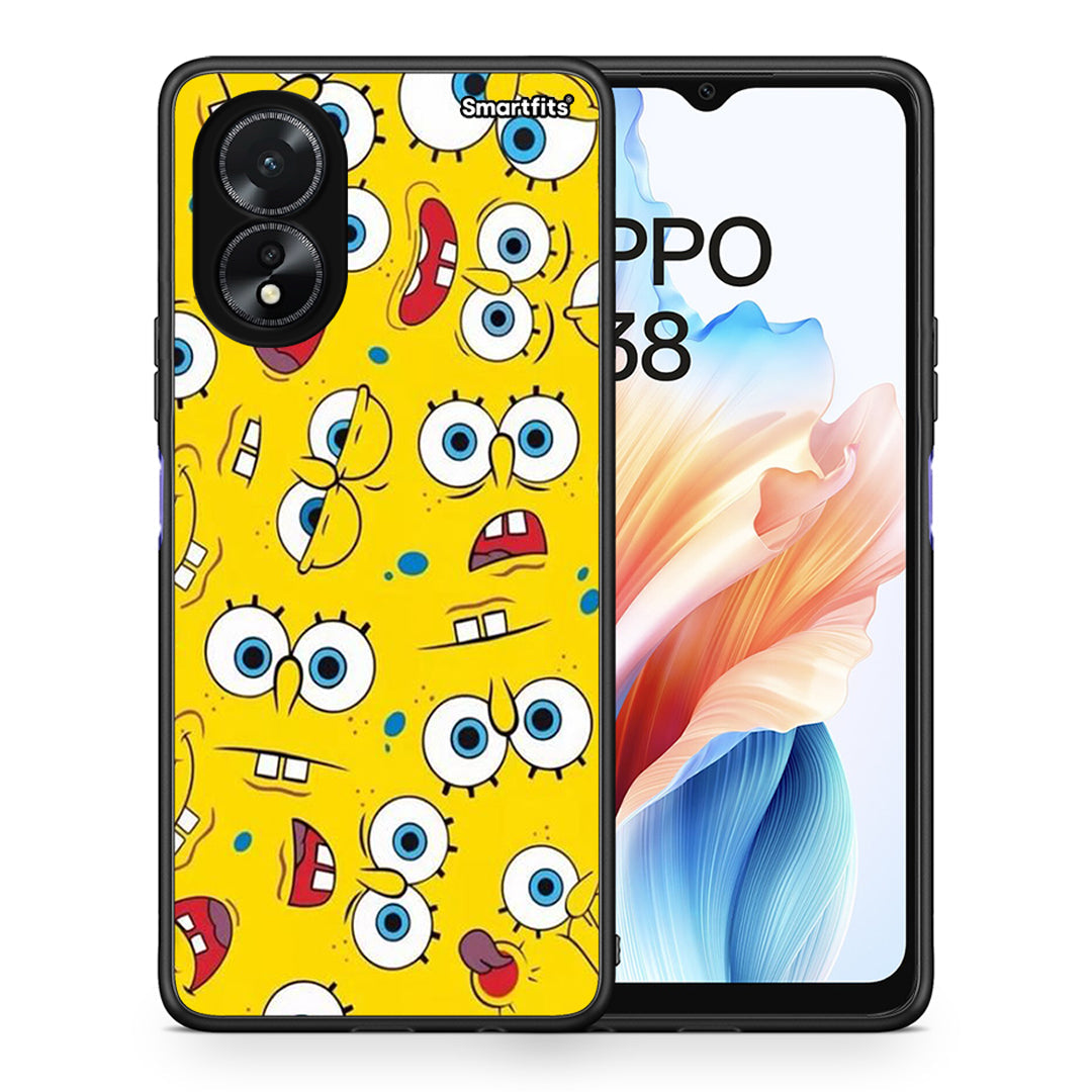 Θήκη Oppo A38 Sponge PopArt από τη Smartfits με σχέδιο στο πίσω μέρος και μαύρο περίβλημα | Oppo A38 Sponge PopArt case with colorful back and black bezels