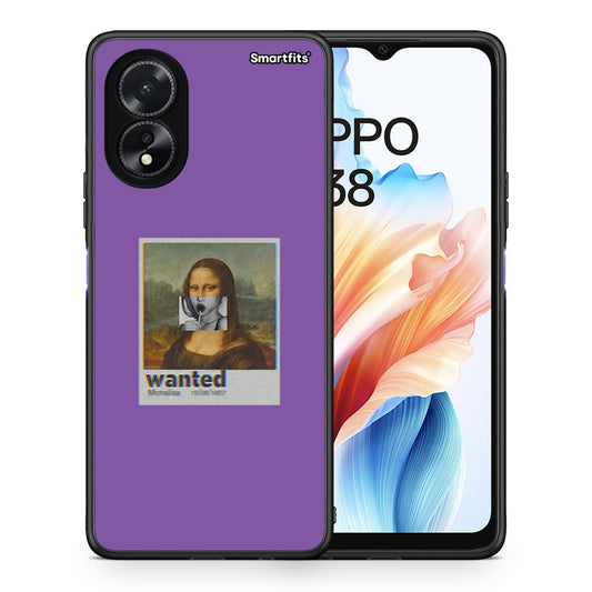 Θήκη Oppo A38 Monalisa Popart από τη Smartfits με σχέδιο στο πίσω μέρος και μαύρο περίβλημα | Oppo A38 Monalisa Popart case with colorful back and black bezels