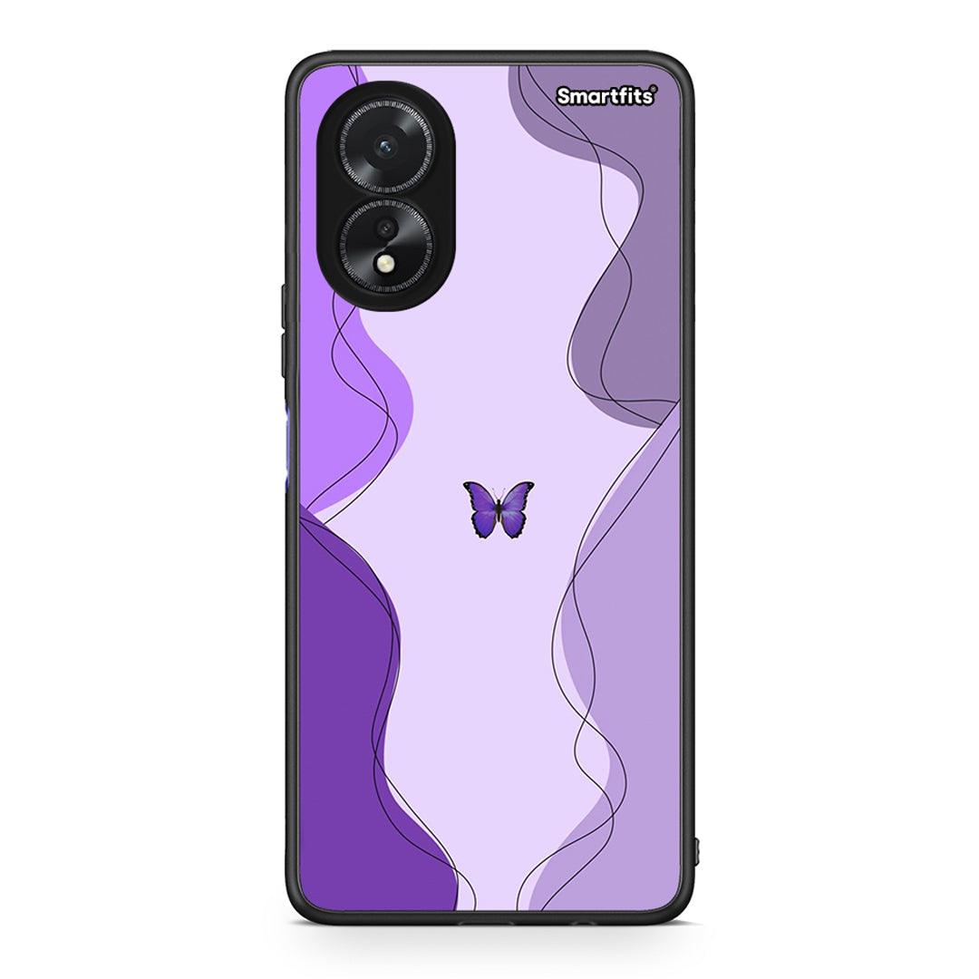 Oppo A38 Purple Mariposa Θήκη Αγίου Βαλεντίνου από τη Smartfits με σχέδιο στο πίσω μέρος και μαύρο περίβλημα | Smartphone case with colorful back and black bezels by Smartfits
