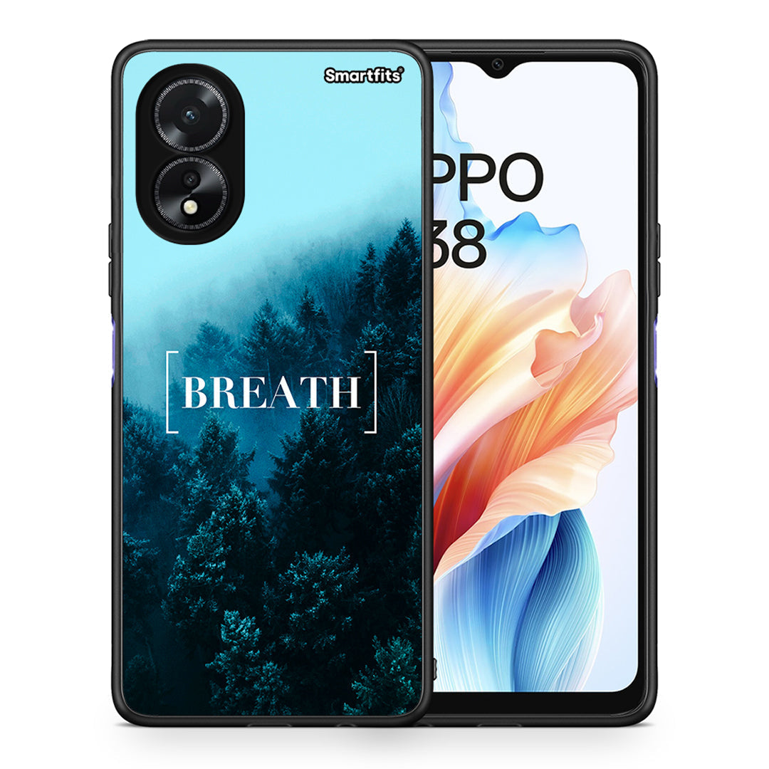 Θήκη Oppo A18 Breath Quote από τη Smartfits με σχέδιο στο πίσω μέρος και μαύρο περίβλημα | Oppo A18 Breath Quote case with colorful back and black bezels