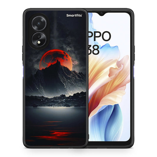 Θήκη Oppo A18 Red Full Moon από τη Smartfits με σχέδιο στο πίσω μέρος και μαύρο περίβλημα | Oppo A18 Red Full Moon case with colorful back and black bezels