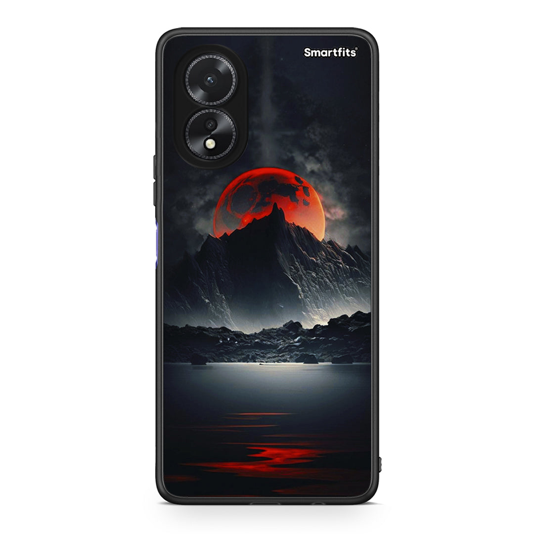 Oppo A18 Red Full Moon θήκη από τη Smartfits με σχέδιο στο πίσω μέρος και μαύρο περίβλημα | Smartphone case with colorful back and black bezels by Smartfits