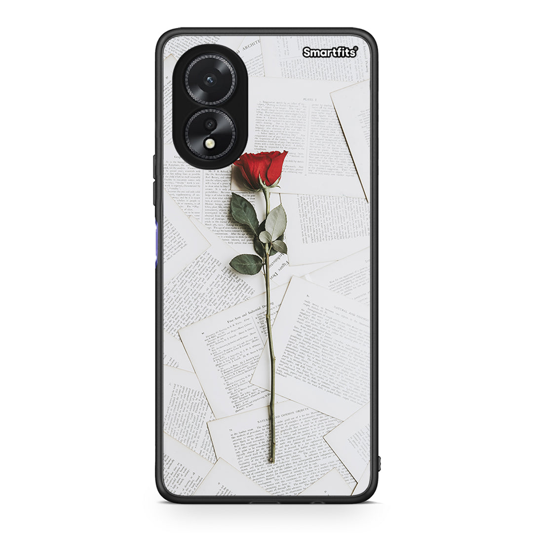 Oppo A18 Red Rose θήκη από τη Smartfits με σχέδιο στο πίσω μέρος και μαύρο περίβλημα | Smartphone case with colorful back and black bezels by Smartfits