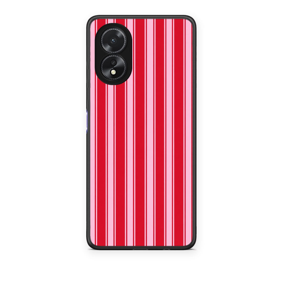 Θήκη Oppo A38 Red and Pink Vertical Pinstripes από τη Smartfits με σχέδιο στο πίσω μέρος και μαύρο περίβλημα | Oppo A38 Red and Pink Vertical Pinstripes case with colorful back and black bezels
