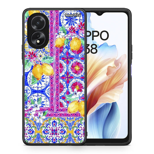 Θήκη Oppo A38 Retro Spring από τη Smartfits με σχέδιο στο πίσω μέρος και μαύρο περίβλημα | Oppo A38 Retro Spring case with colorful back and black bezels