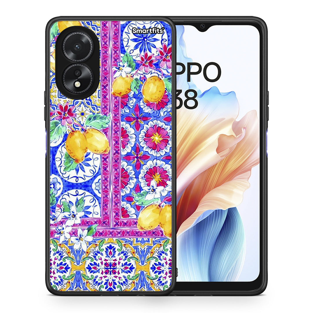 Θήκη Oppo A38 Retro Spring από τη Smartfits με σχέδιο στο πίσω μέρος και μαύρο περίβλημα | Oppo A38 Retro Spring case with colorful back and black bezels