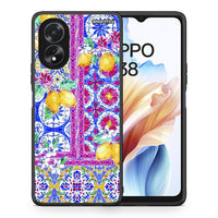 Thumbnail for Θήκη Oppo A38 Retro Spring από τη Smartfits με σχέδιο στο πίσω μέρος και μαύρο περίβλημα | Oppo A38 Retro Spring case with colorful back and black bezels