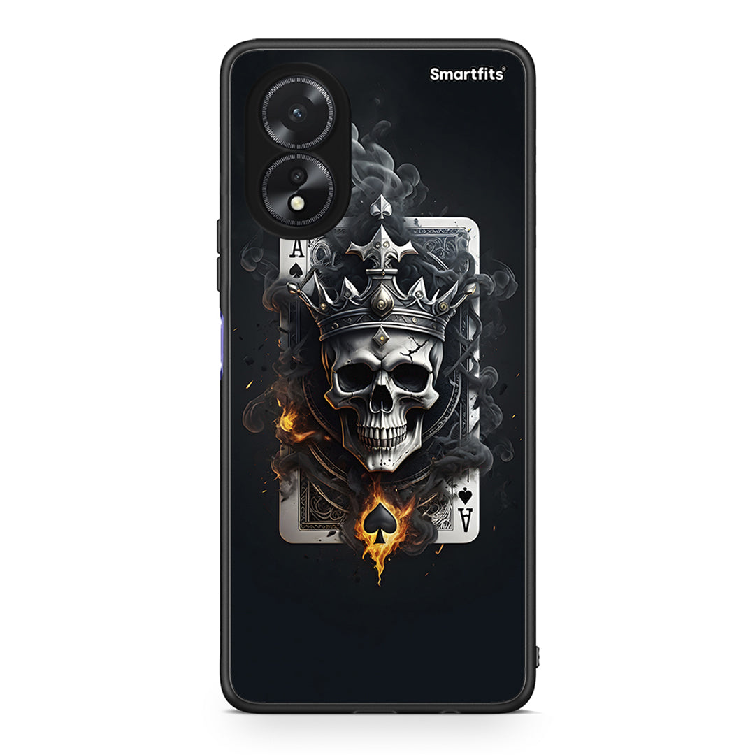 Oppo A18 Skull King Ace θήκη από τη Smartfits με σχέδιο στο πίσω μέρος και μαύρο περίβλημα | Smartphone case with colorful back and black bezels by Smartfits