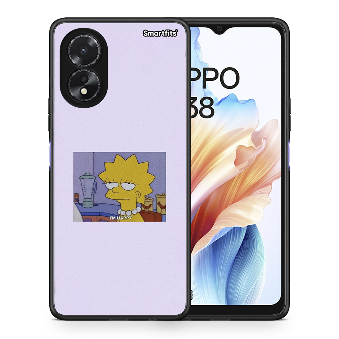 Θήκη Oppo A18 So Happy από τη Smartfits με σχέδιο στο πίσω μέρος και μαύρο περίβλημα | Oppo A18 So Happy case with colorful back and black bezels