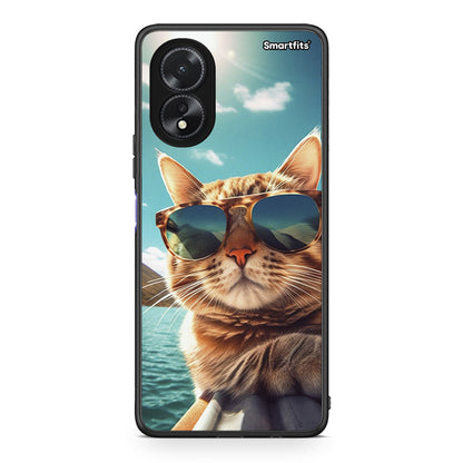 Oppo A38 Summer Cat θήκη από τη Smartfits με σχέδιο στο πίσω μέρος και μαύρο περίβλημα | Smartphone case with colorful back and black bezels by Smartfits