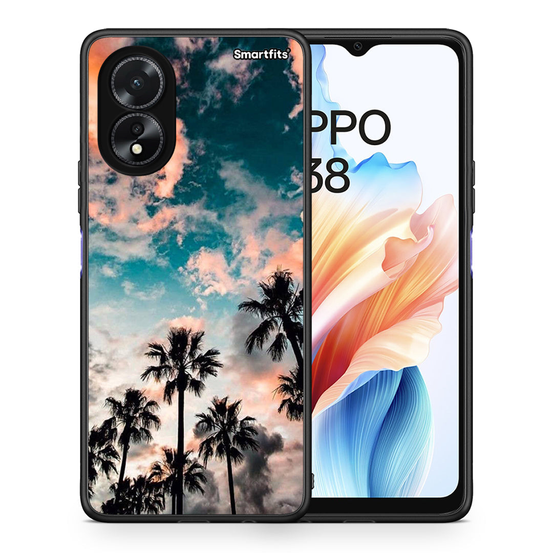 Θήκη Oppo A38 Sky Summer από τη Smartfits με σχέδιο στο πίσω μέρος και μαύρο περίβλημα | Oppo A38 Sky Summer case with colorful back and black bezels
