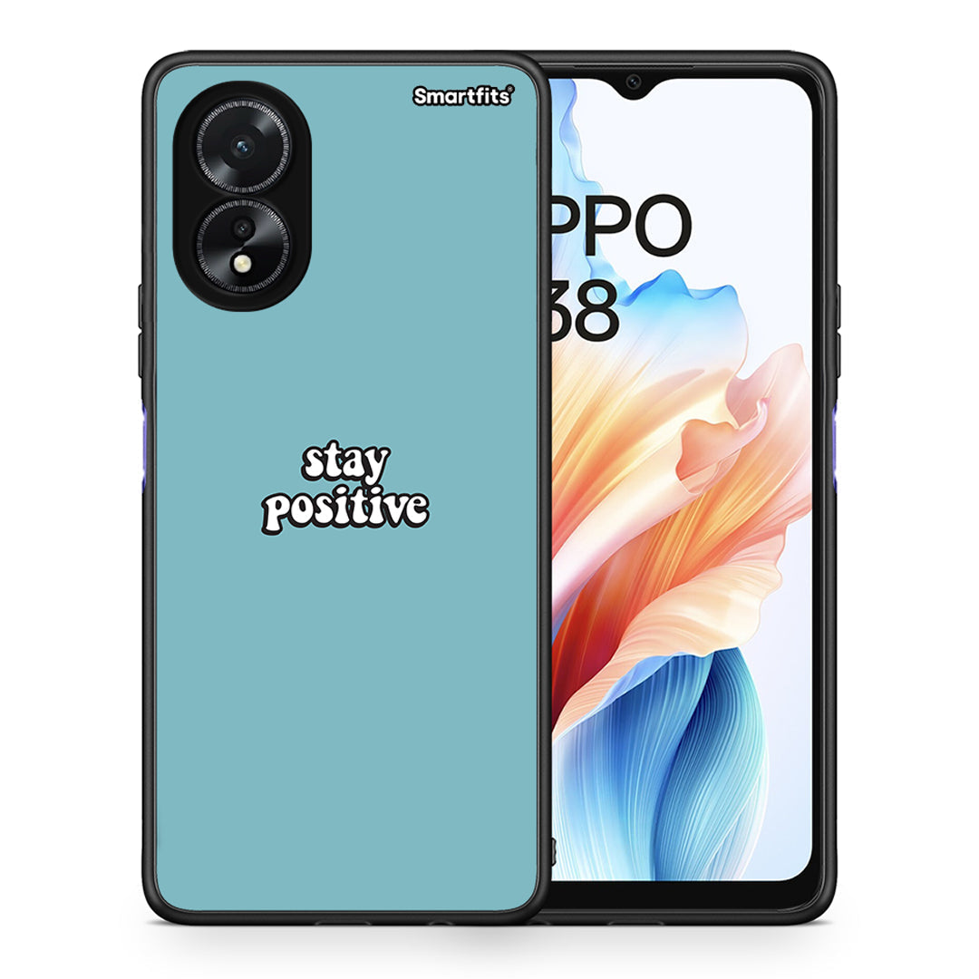 Θήκη Oppo A18 Positive Text από τη Smartfits με σχέδιο στο πίσω μέρος και μαύρο περίβλημα | Oppo A18 Positive Text case with colorful back and black bezels