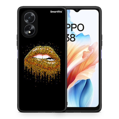 Θήκη Oppo A18 Golden Valentine από τη Smartfits με σχέδιο στο πίσω μέρος και μαύρο περίβλημα | Oppo A18 Golden Valentine case with colorful back and black bezels