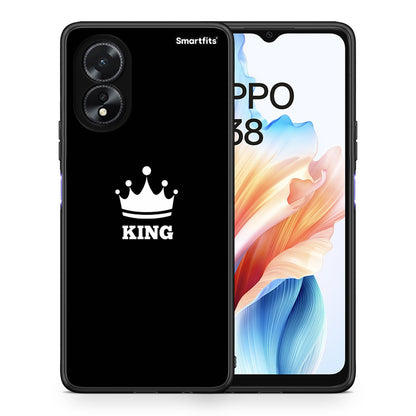 Θήκη Oppo A38 King Valentine από τη Smartfits με σχέδιο στο πίσω μέρος και μαύρο περίβλημα | Oppo A38 King Valentine case with colorful back and black bezels