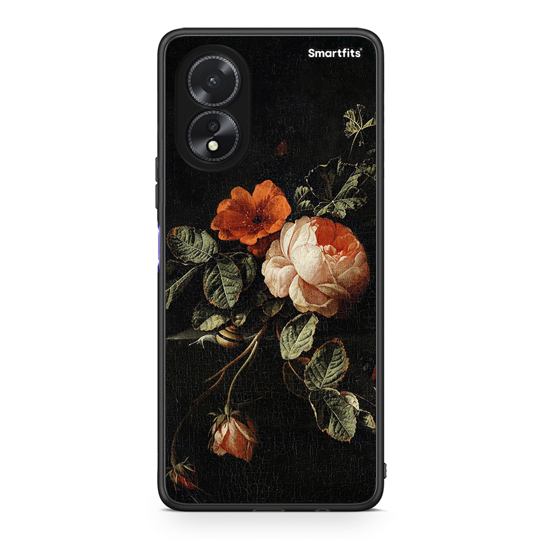 Oppo A38 Vintage Roses θήκη από τη Smartfits με σχέδιο στο πίσω μέρος και μαύρο περίβλημα | Smartphone case with colorful back and black bezels by Smartfits