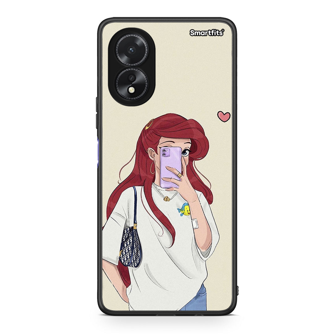 Oppo A18 Walking Mermaid Θήκη από τη Smartfits με σχέδιο στο πίσω μέρος και μαύρο περίβλημα | Smartphone case with colorful back and black bezels by Smartfits