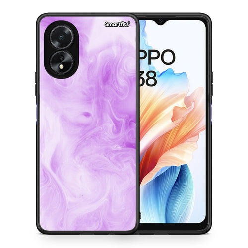 Θήκη Oppo A38 Lavender Watercolor από τη Smartfits με σχέδιο στο πίσω μέρος και μαύρο περίβλημα | Oppo A38 Lavender Watercolor case with colorful back and black bezels