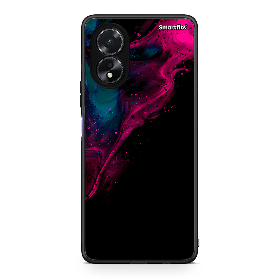4 - Oppo A38 Pink Black Watercolor case, cover, bumper