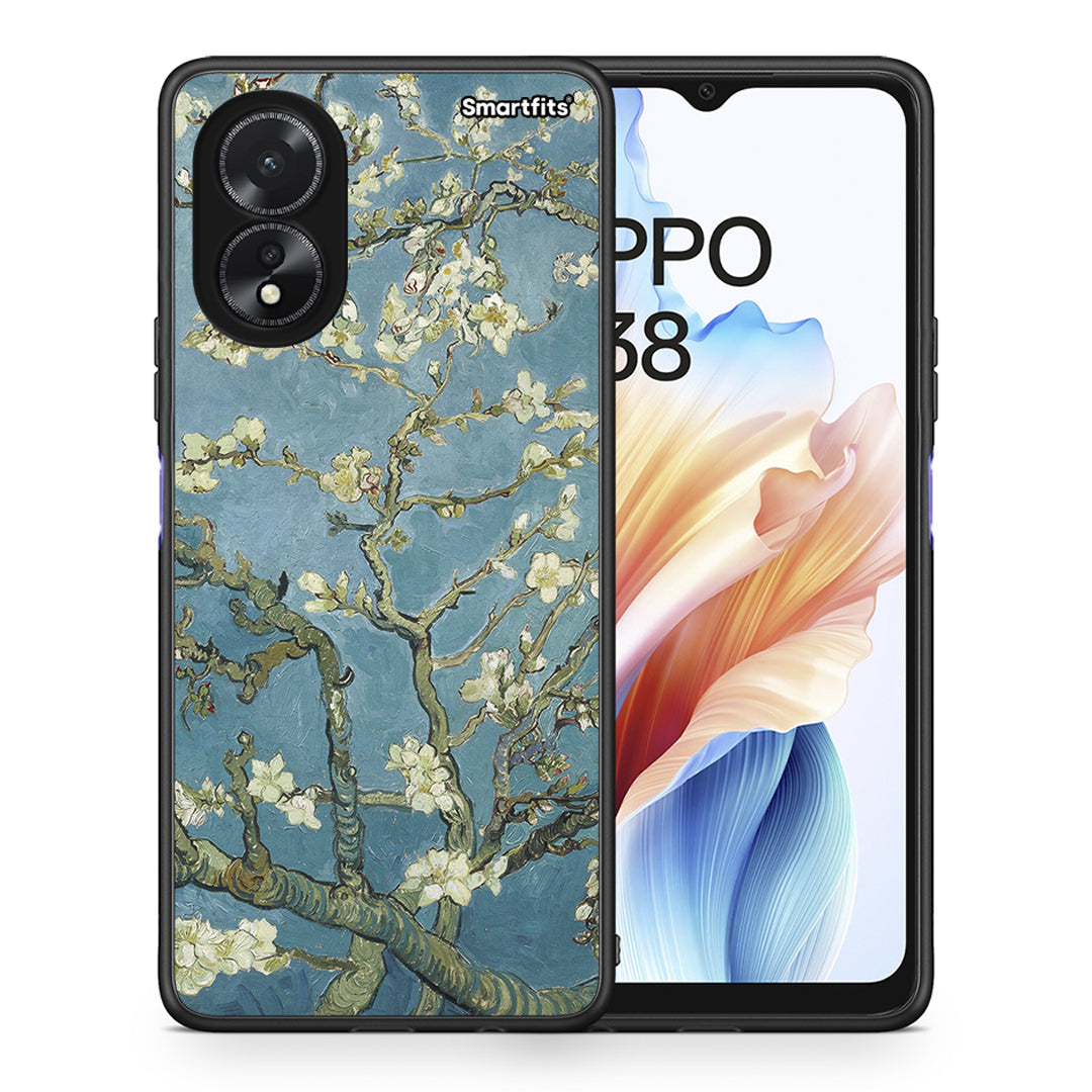 Θήκη Oppo A38 White Blossoms από τη Smartfits με σχέδιο στο πίσω μέρος και μαύρο περίβλημα | Oppo A38 White Blossoms case with colorful back and black bezels