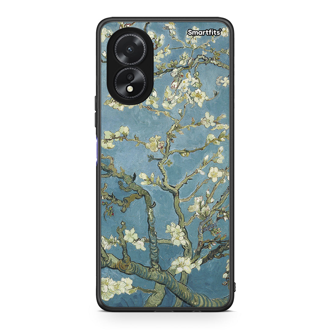 Oppo A18 White Blossoms θήκη από τη Smartfits με σχέδιο στο πίσω μέρος και μαύρο περίβλημα | Smartphone case with colorful back and black bezels by Smartfits