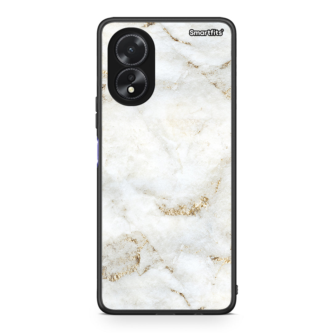 Oppo A18 White Gold Marble θήκη από τη Smartfits με σχέδιο στο πίσω μέρος και μαύρο περίβλημα | Smartphone case with colorful back and black bezels by Smartfits