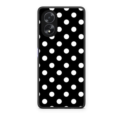 Θήκη Oppo A38 White Polka Dots on Black από τη Smartfits με σχέδιο στο πίσω μέρος και μαύρο περίβλημα | Oppo A38 White Polka Dots on Black case with colorful back and black bezels