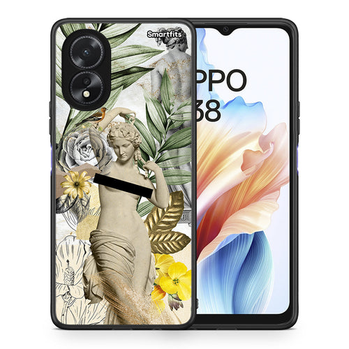 Θήκη Oppo A38 Woman Statue από τη Smartfits με σχέδιο στο πίσω μέρος και μαύρο περίβλημα | Oppo A38 Woman Statue case with colorful back and black bezels