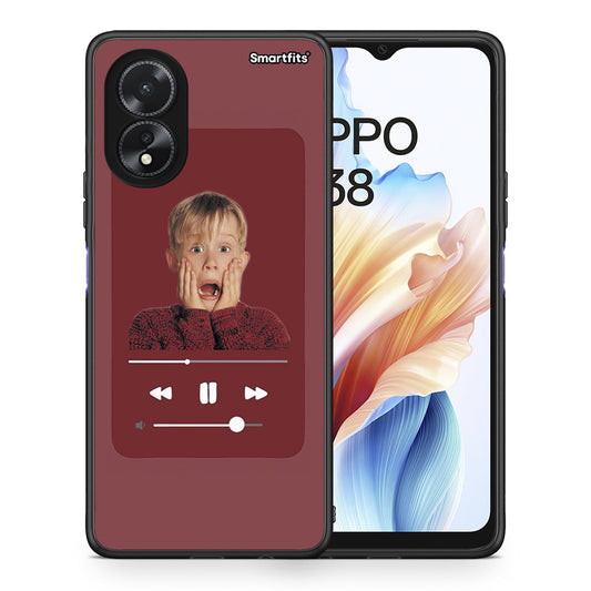 Θήκη Oppo A18 Xmas Alone Music από τη Smartfits με σχέδιο στο πίσω μέρος και μαύρο περίβλημα | Oppo A18 Xmas Alone Music case with colorful back and black bezels