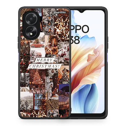 Θήκη Oppo A38 Xmas Collage από τη Smartfits με σχέδιο στο πίσω μέρος και μαύρο περίβλημα | Oppo A38 Xmas Collage case with colorful back and black bezels