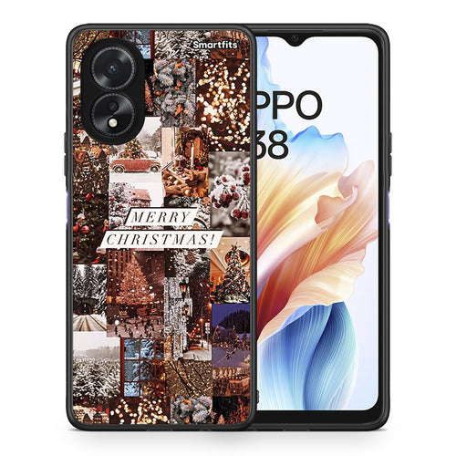 Θήκη Oppo A38 Xmas Collage από τη Smartfits με σχέδιο στο πίσω μέρος και μαύρο περίβλημα | Oppo A38 Xmas Collage case with colorful back and black bezels