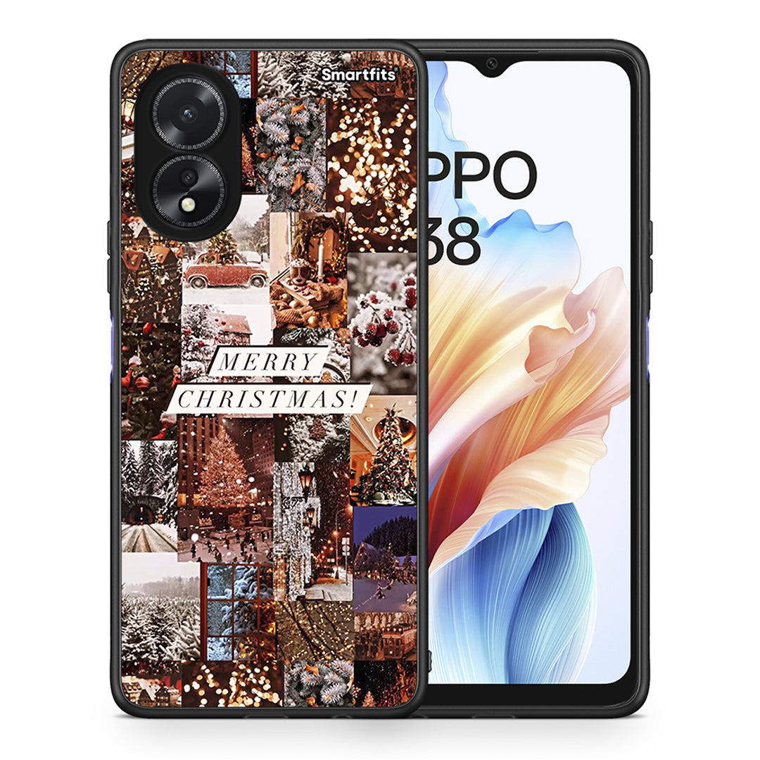 Θήκη Oppo A18 Xmas Collage από τη Smartfits με σχέδιο στο πίσω μέρος και μαύρο περίβλημα | Oppo A18 Xmas Collage case with colorful back and black bezels