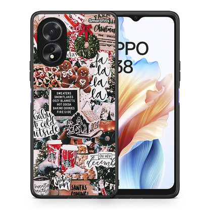 Θήκη Oppo A38 Xmas Habbits από τη Smartfits με σχέδιο στο πίσω μέρος και μαύρο περίβλημα | Oppo A38 Xmas Habbits case with colorful back and black bezels