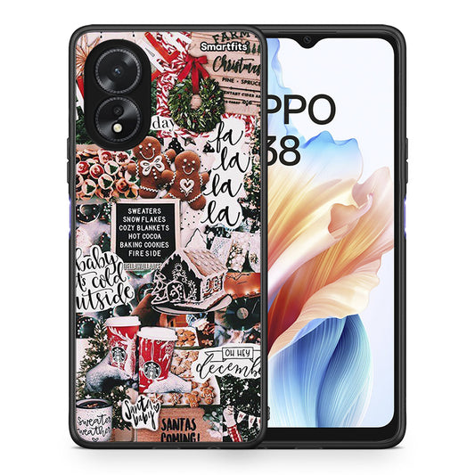 Θήκη Oppo A38 Xmas Habbits από τη Smartfits με σχέδιο στο πίσω μέρος και μαύρο περίβλημα | Oppo A38 Xmas Habbits case with colorful back and black bezels