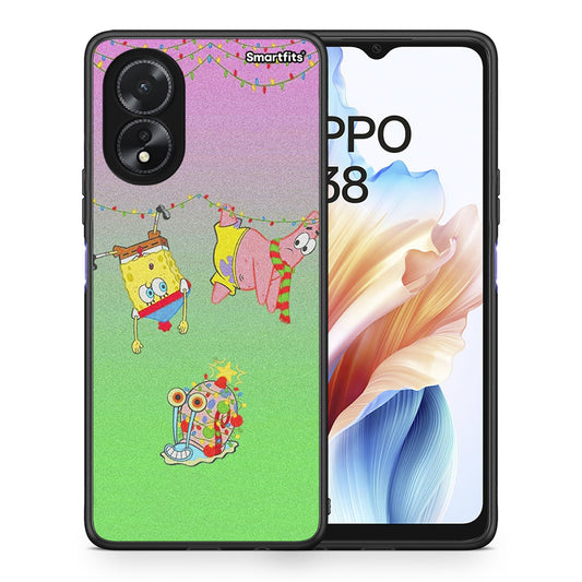 Θήκη Oppo A38 Xmas Lights από τη Smartfits με σχέδιο στο πίσω μέρος και μαύρο περίβλημα | Oppo A38 Xmas Lights case with colorful back and black bezels