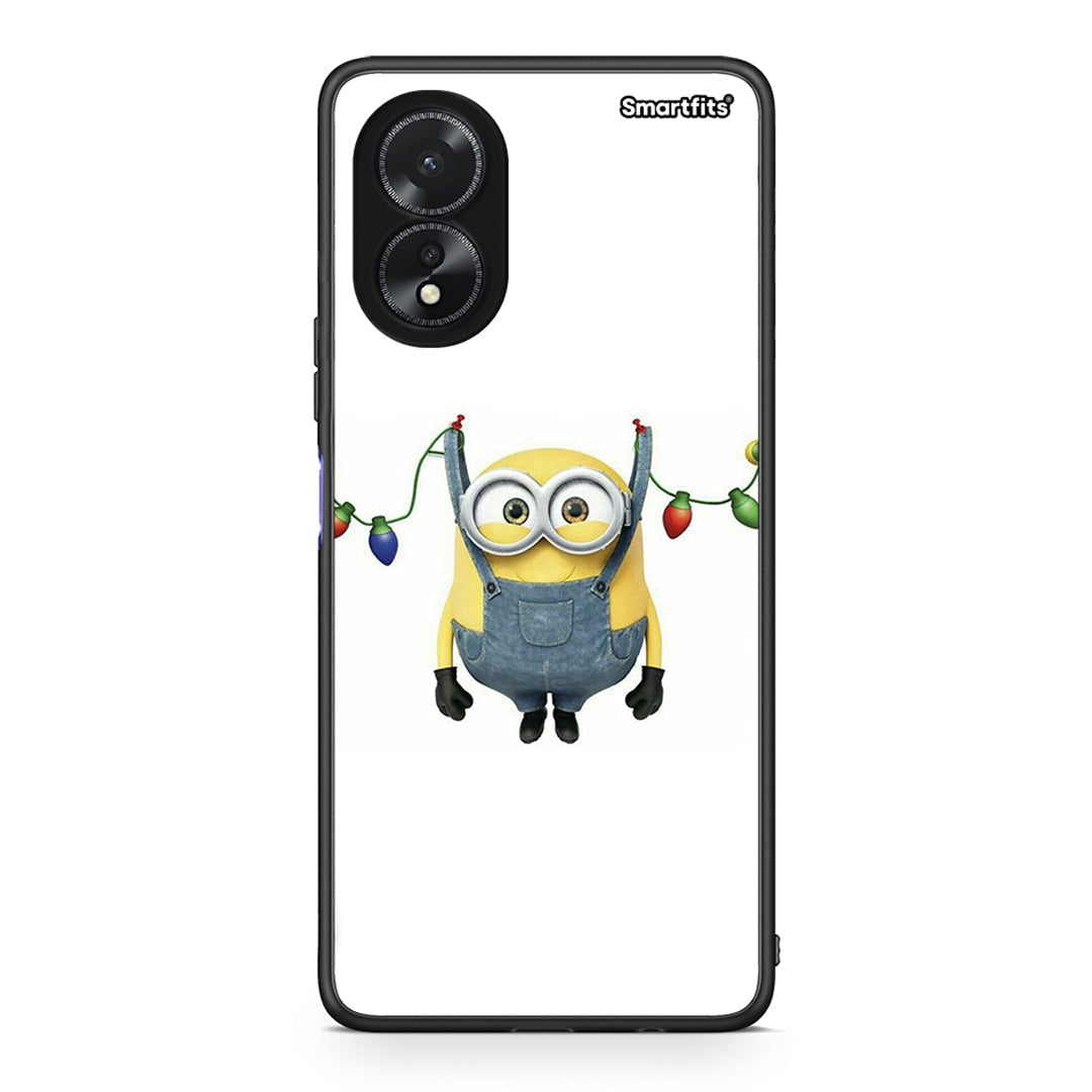 Oppo A18 Xmas Minion Lights θήκη από τη Smartfits με σχέδιο στο πίσω μέρος και μαύρο περίβλημα | Smartphone case with colorful back and black bezels by Smartfits