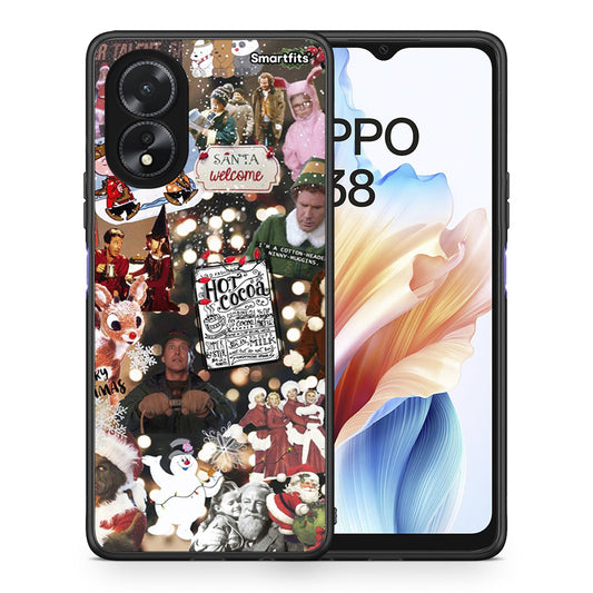 Θήκη Oppo A18 Xmas Movies από τη Smartfits με σχέδιο στο πίσω μέρος και μαύρο περίβλημα | Oppo A18 Xmas Movies case with colorful back and black bezels