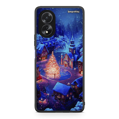 Oppo A18 Xmas Village θήκη από τη Smartfits με σχέδιο στο πίσω μέρος και μαύρο περίβλημα | Smartphone case with colorful back and black bezels by Smartfits