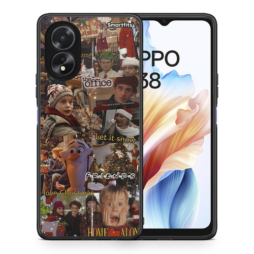 Θήκη Oppo A18 Xmas Wishes από τη Smartfits με σχέδιο στο πίσω μέρος και μαύρο περίβλημα | Oppo A18 Xmas Wishes case with colorful back and black bezels