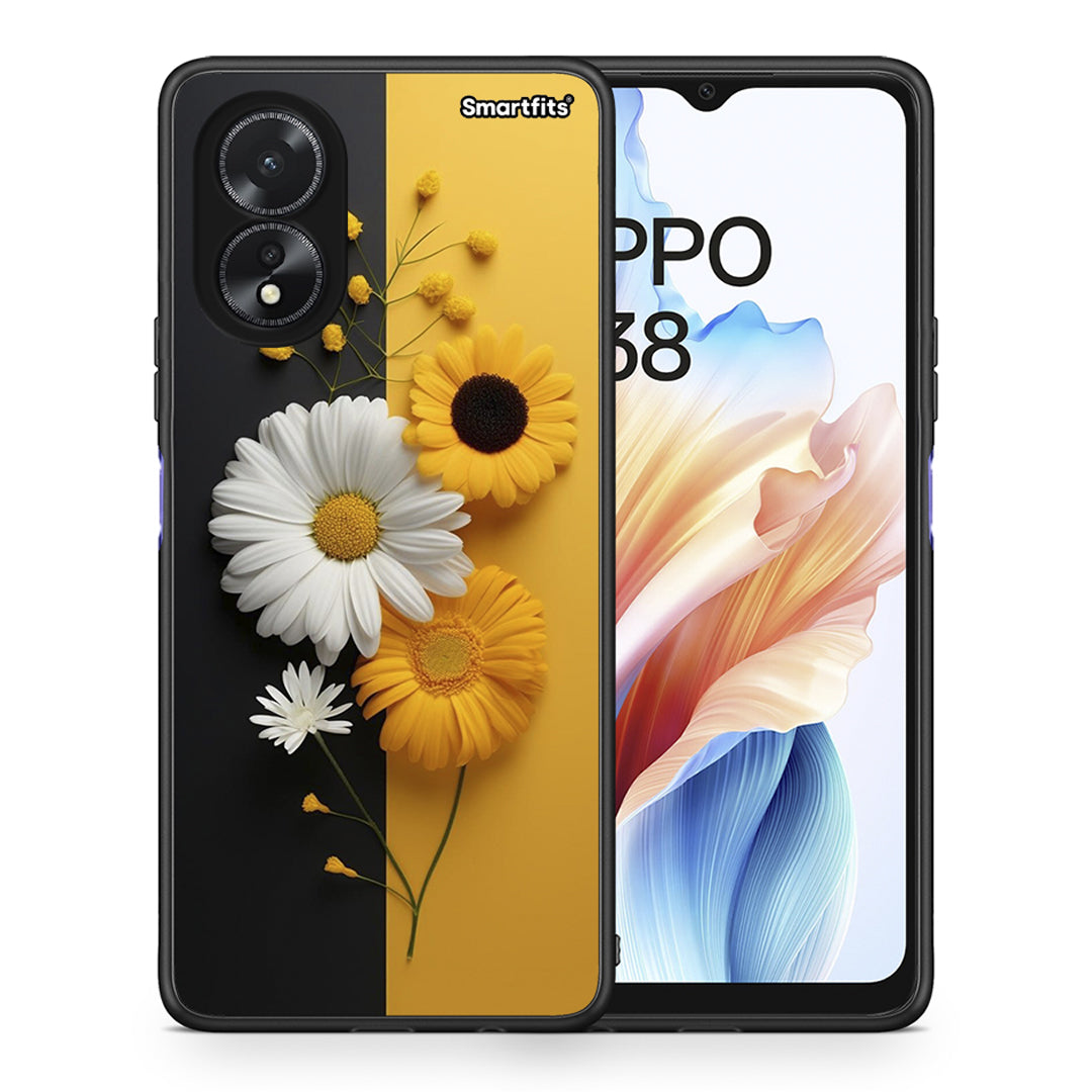 Θήκη Oppo A38 Yellow Daisies από τη Smartfits με σχέδιο στο πίσω μέρος και μαύρο περίβλημα | Oppo A38 Yellow Daisies case with colorful back and black bezels