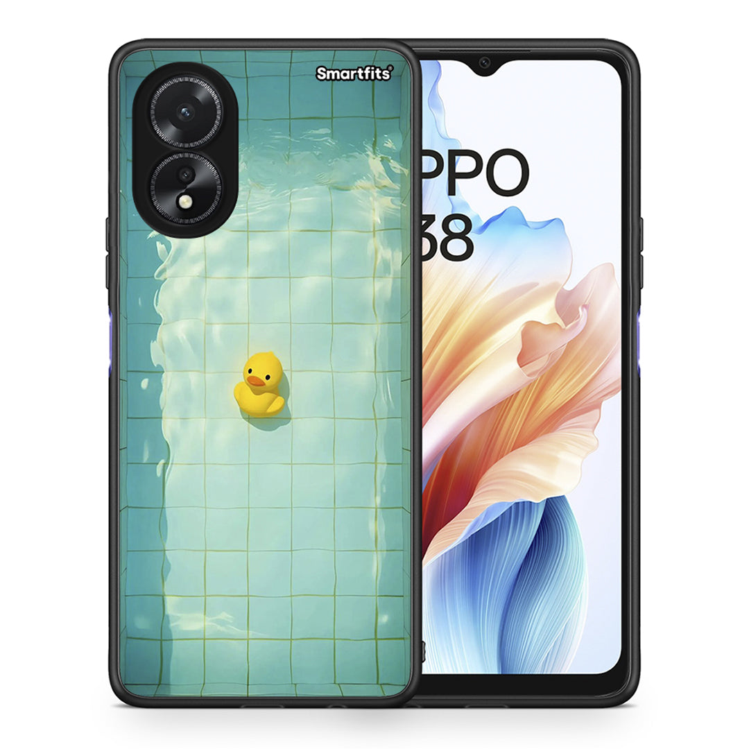 Θήκη Oppo A18 Yellow Duck από τη Smartfits με σχέδιο στο πίσω μέρος και μαύρο περίβλημα | Oppo A18 Yellow Duck case with colorful back and black bezels