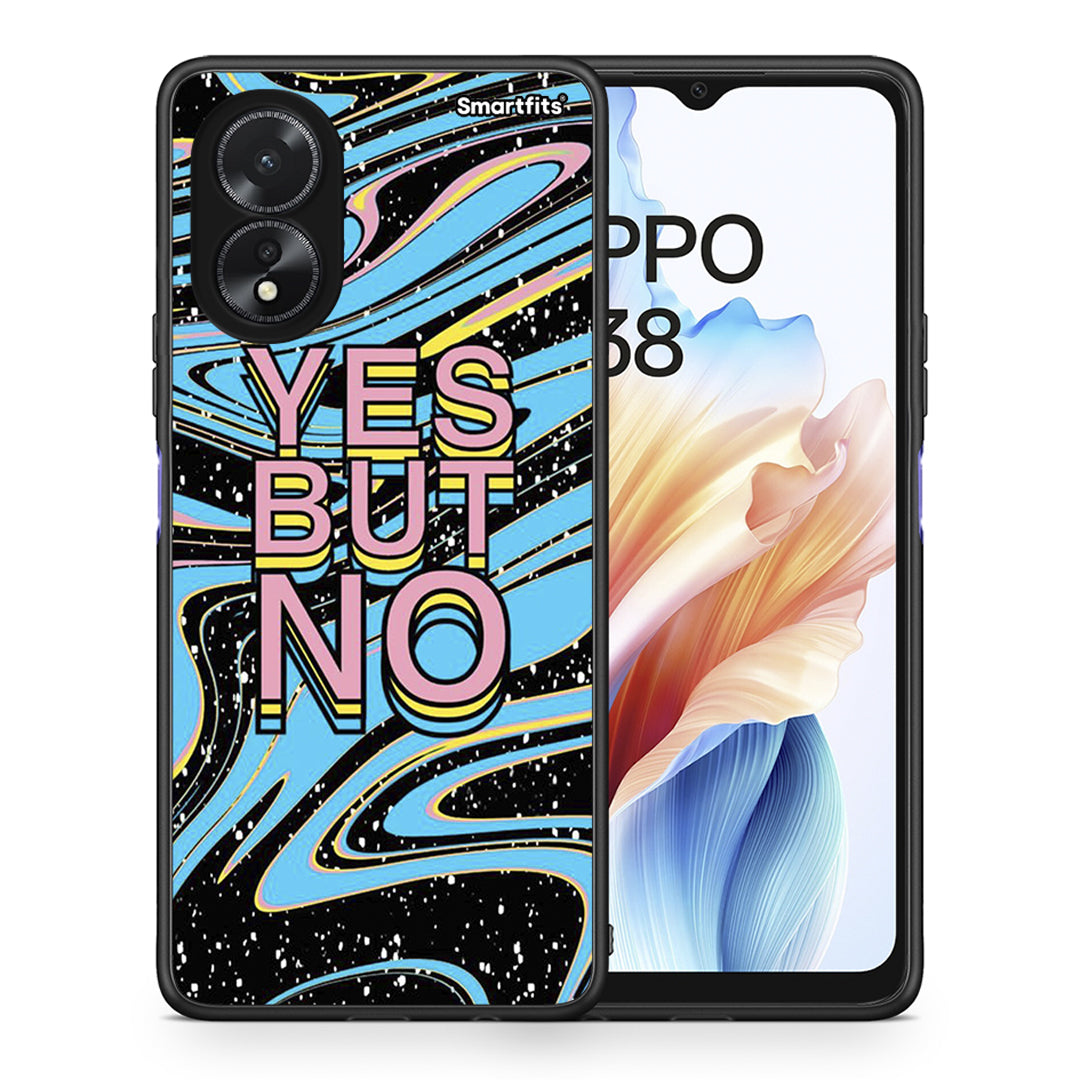 Θήκη Oppo A18 Yes But No από τη Smartfits με σχέδιο στο πίσω μέρος και μαύρο περίβλημα | Oppo A18 Yes But No case with colorful back and black bezels