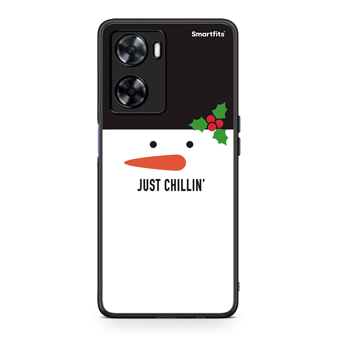 Oppo A57s / A77s / A58 / OnePlus Nord N20 SE Christmas Chillin θήκη από τη Smartfits με σχέδιο στο πίσω μέρος και μαύρο περίβλημα | Smartphone case with colorful back and black bezels by Smartfits